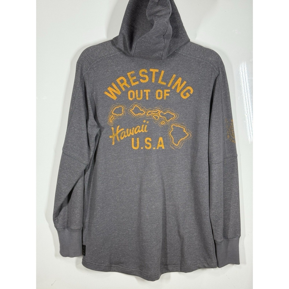 Under Armour Project Rock Mens Size Medium Full Zip Hoodie Wrestling Hawaii Grey